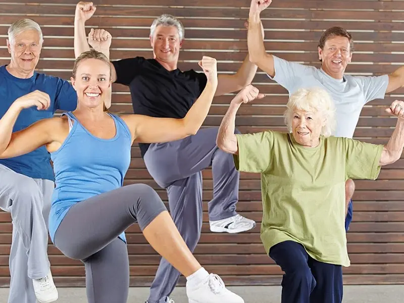 Happy seniors dancing